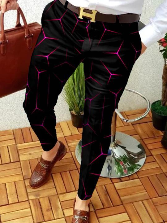 Classy Retro Casual Printed Men's Suit Pant