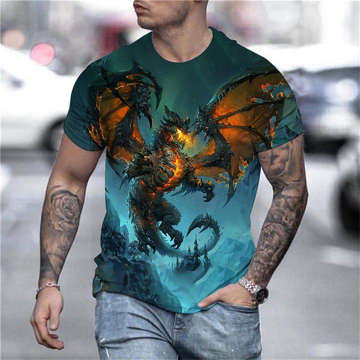 3D Graphic Printed Short Sleeve Shirts Abstract Print