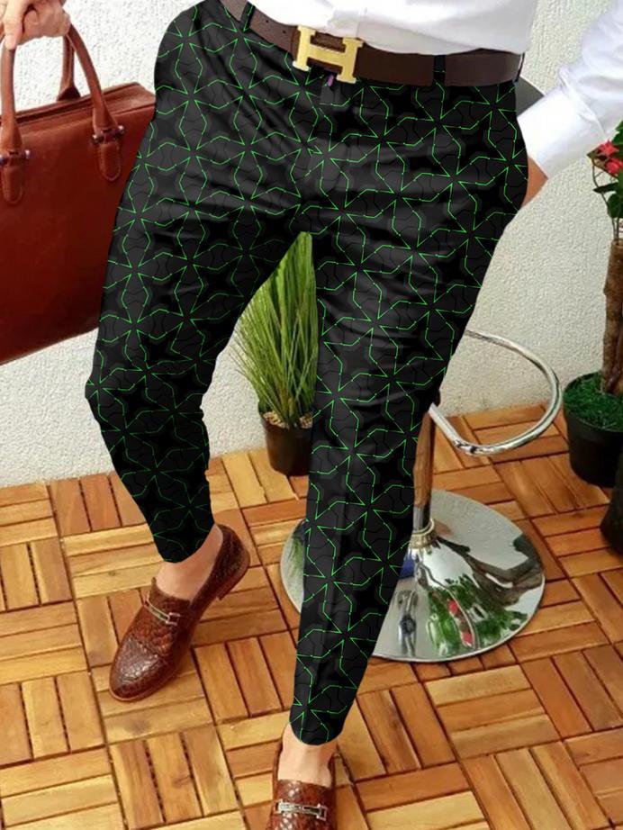 Retro Casual Printed Men's Suit Pants
