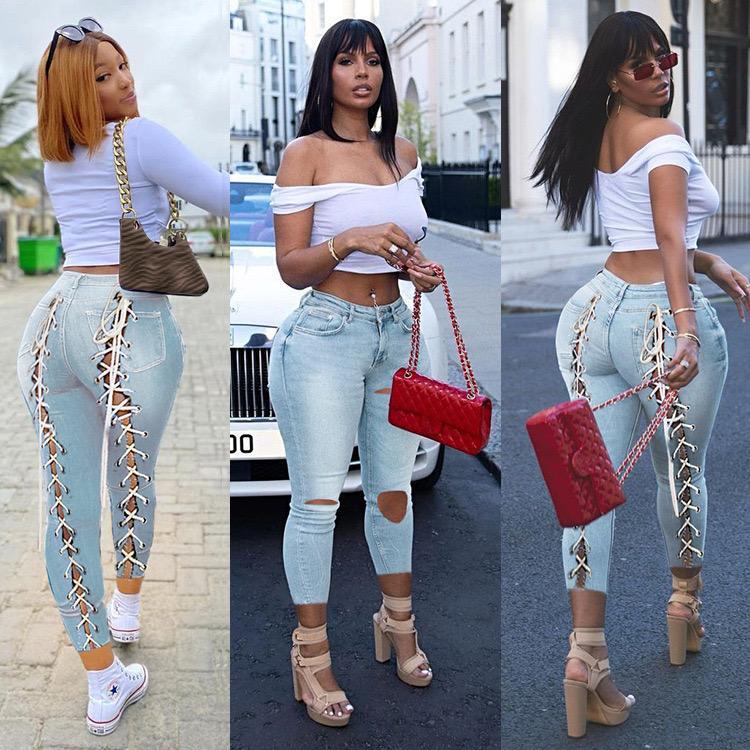 Plus Size Ripped Straps Cropped Jeans