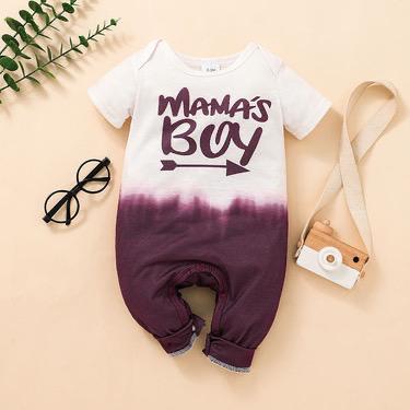Summer baby children's clothing letter short-sleeved gradient dark romper