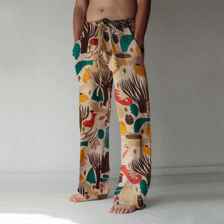 Printed Lace-Up Casual Men's Pant Trouser