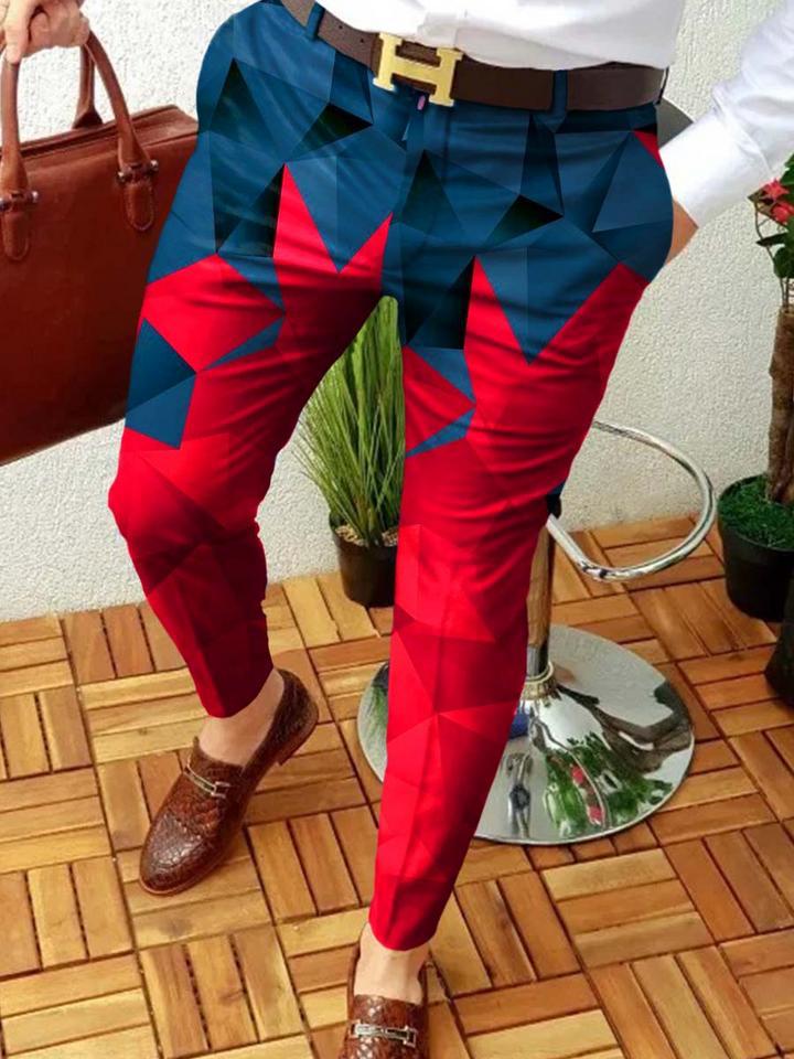 Retro Casual Printed Men's Suit Pants