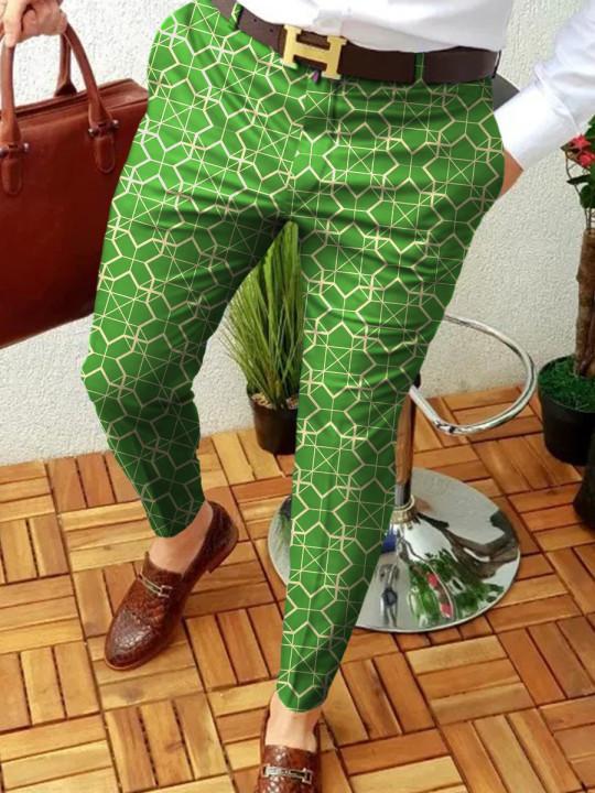 Retro Casual Printed Men's Suit Pants