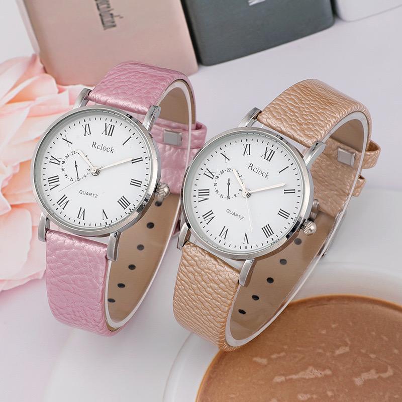 Fashion Pu Ladies Quartz Rose Decoration Student Female Watch