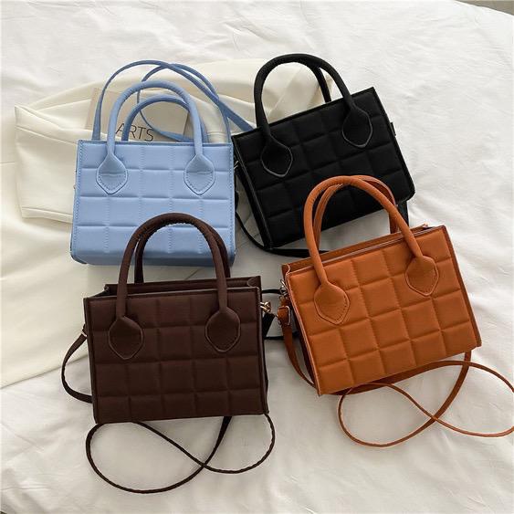 New Embossed Small Square Plaid Messenger Women's Bags