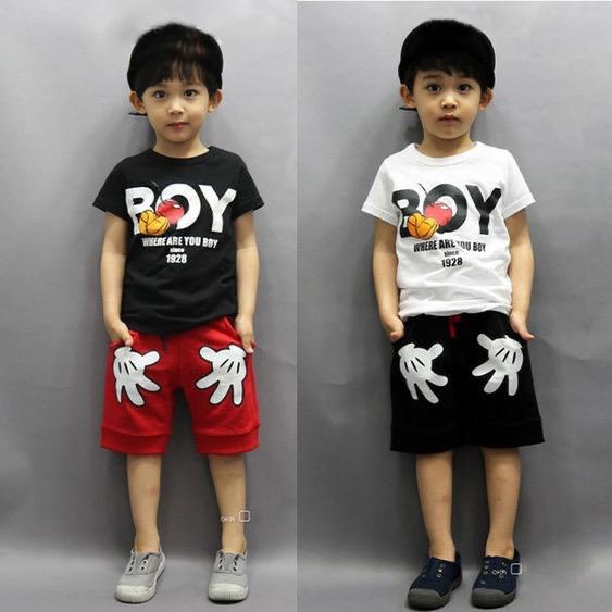 Fashion Print Short-sleeved Shorts Suit Two-piece Suit Children's T-shirt