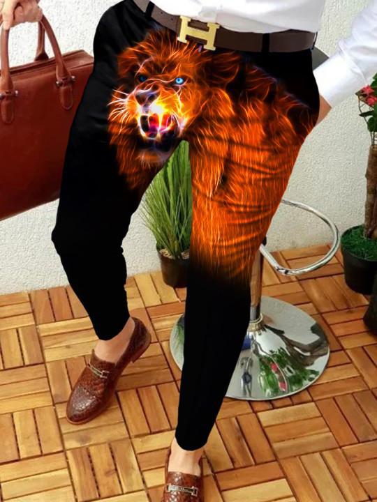 Retro Casual Printed Men's Suit Pants