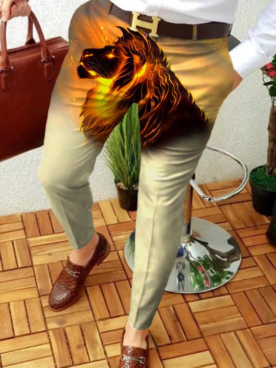 Retro Casual Printed Men's Suit Pants