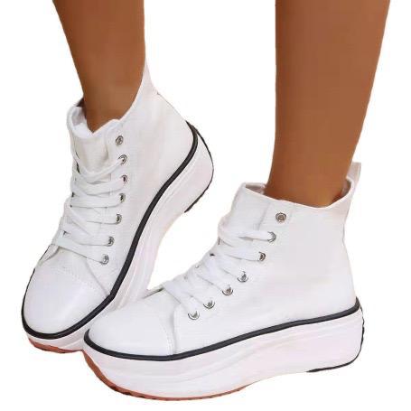 High-top Lace-up Thick-soled Canvas Shoes