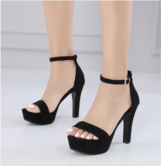 Simple Solid Color Waterproof High Heel Open Toe Sandals