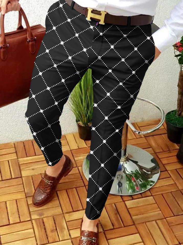 Retro Casual Printed Men's Suit Pants