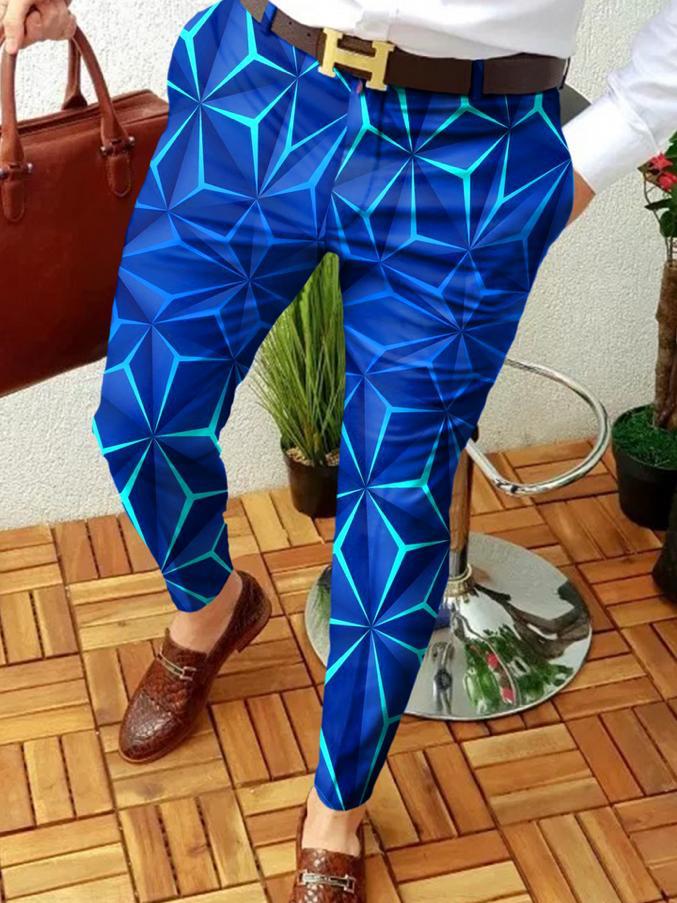 New Retro Casual Printed Men's Suit Pant
