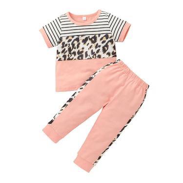 Sportswear Two-piece Casual Children leopard print T-shirt trousers
