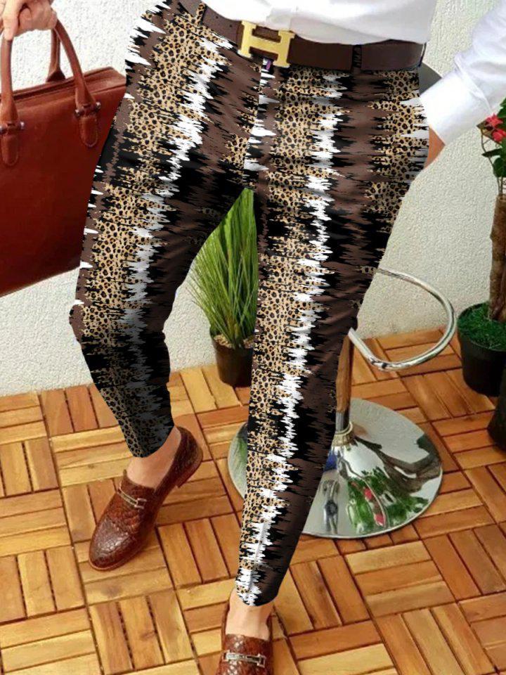 Men's Casual Printed Suit Pant Trouser