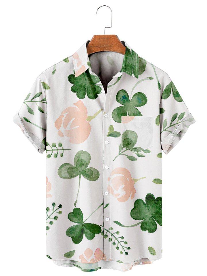 New Quality Flower Printed Men's Short Sleeve Shirt