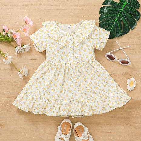 Little Girl Summer Short-Sleeved Floral Skirt Summer Children's Dress