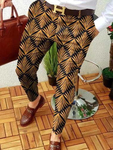 Retro Casual Printed Men's Suit Pants