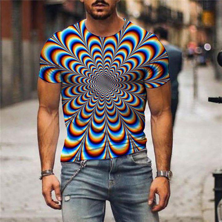 3D Graphic Printed Short Sleeve Shirts Abstract Print