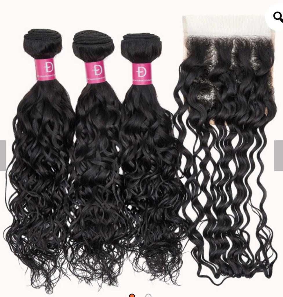 Brazilian Water wave 4 Bundles with 4×4 Closure