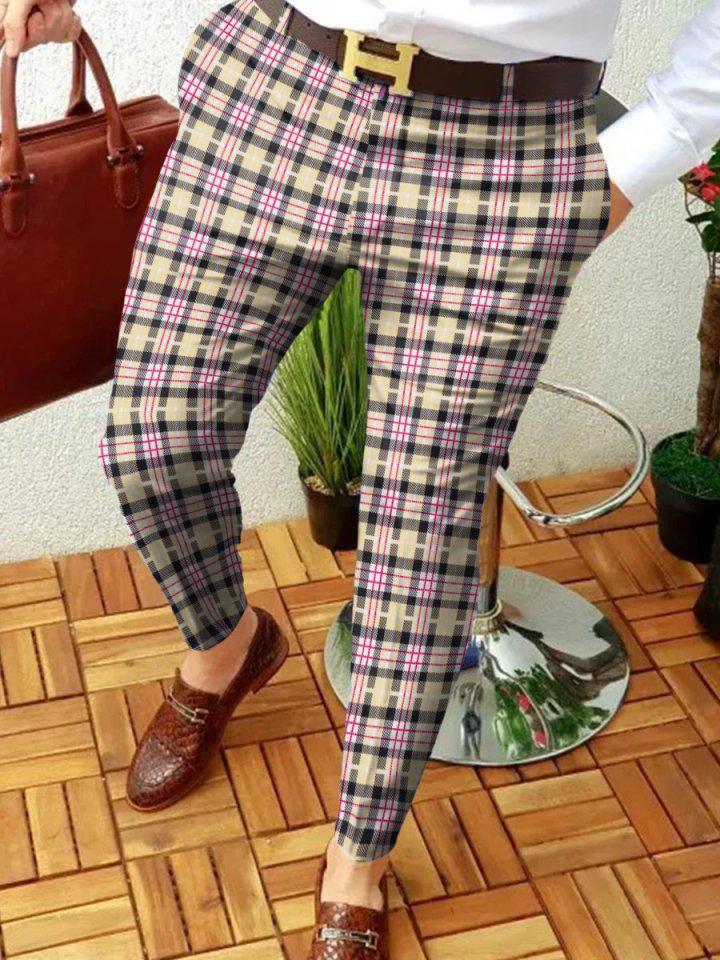 Retro Casual Printed Men's Suit Pants