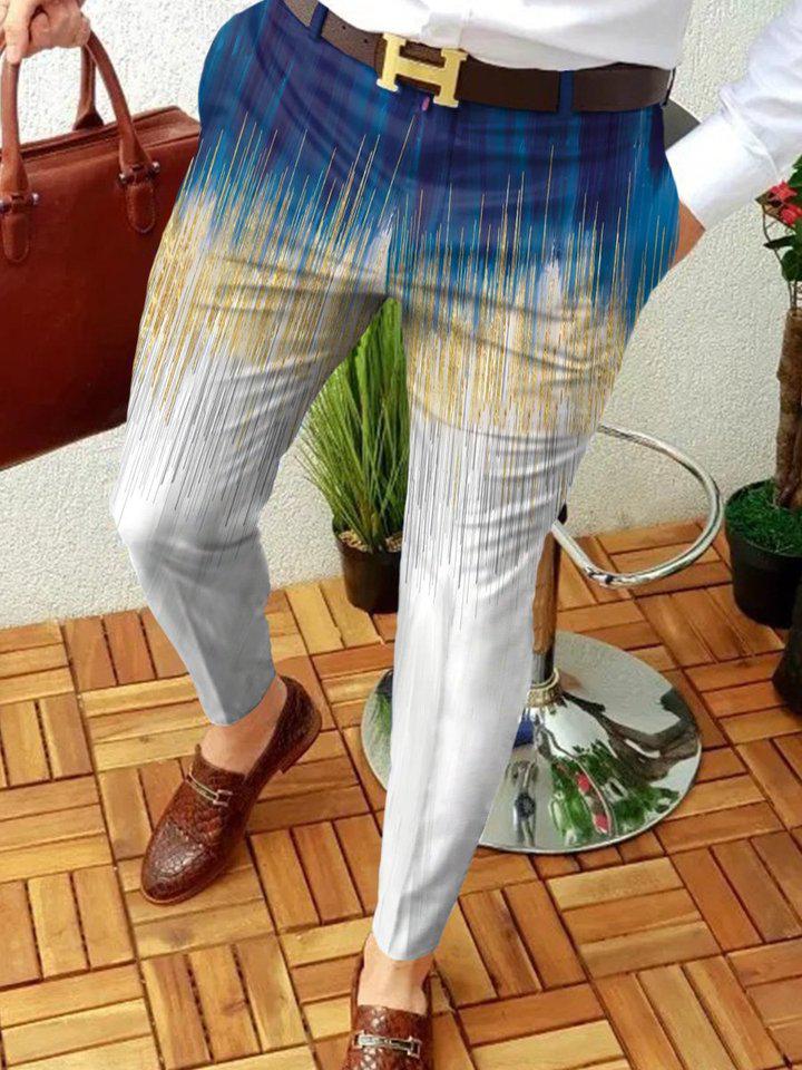 Retro Casual Printed Men's Suit Pants