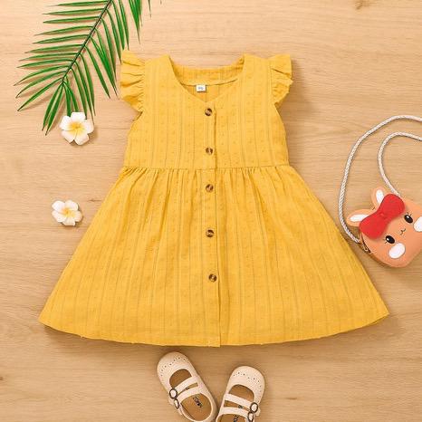 2022 summer girls yellow flying sleeve skirt children's clothing wholesale