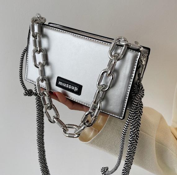 Fashion Thick Chain Hand Carry Armpit Small Square Bags