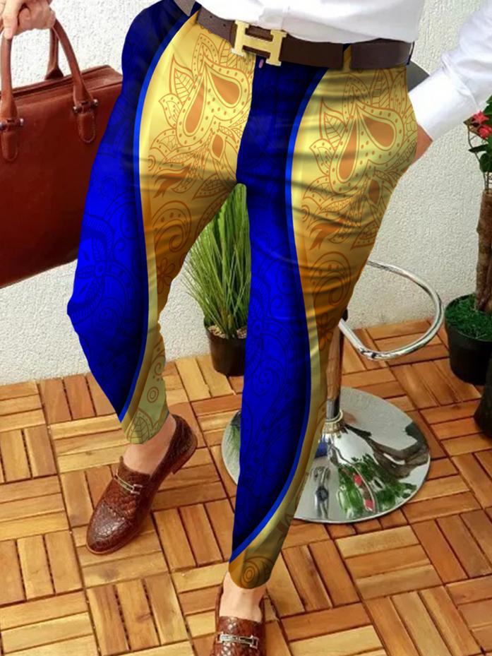 Designer Printed Casual Men's Suit Pant Trouser