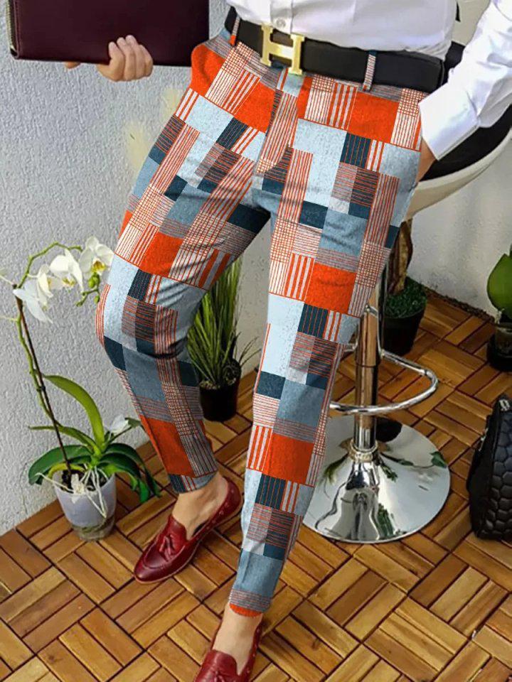 Men's Casual Printed Suit Pant Trouser