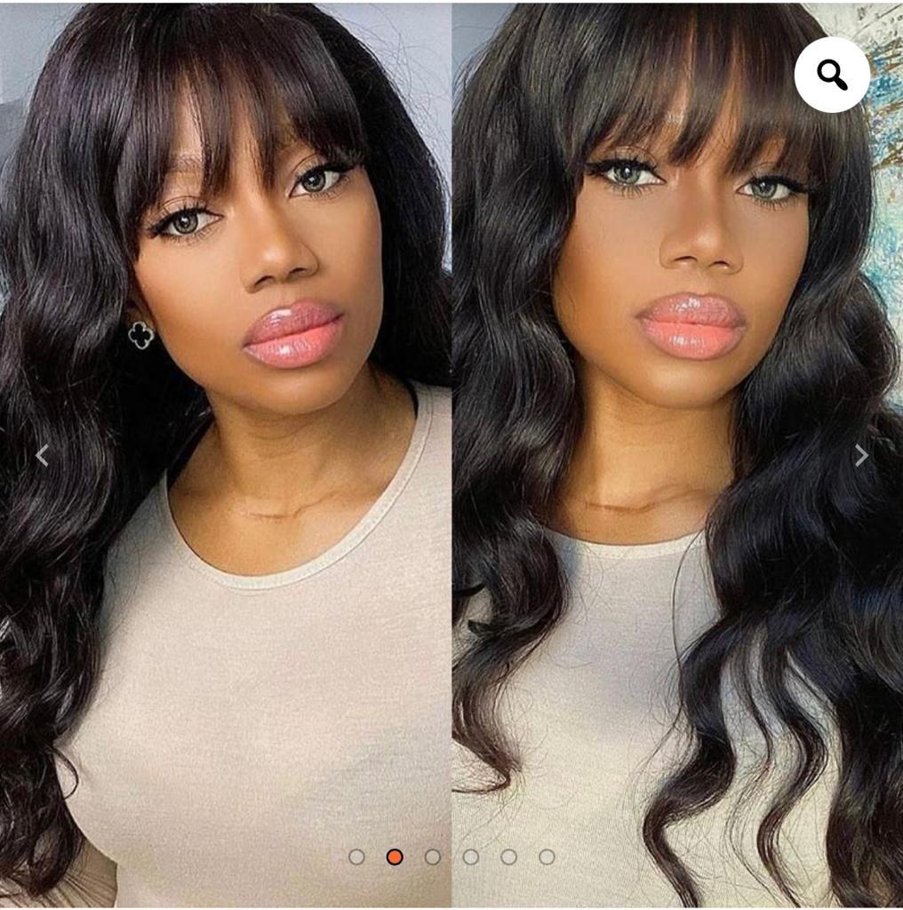 Body Wave Capless Wig With Bangs 150 Density Natural Black