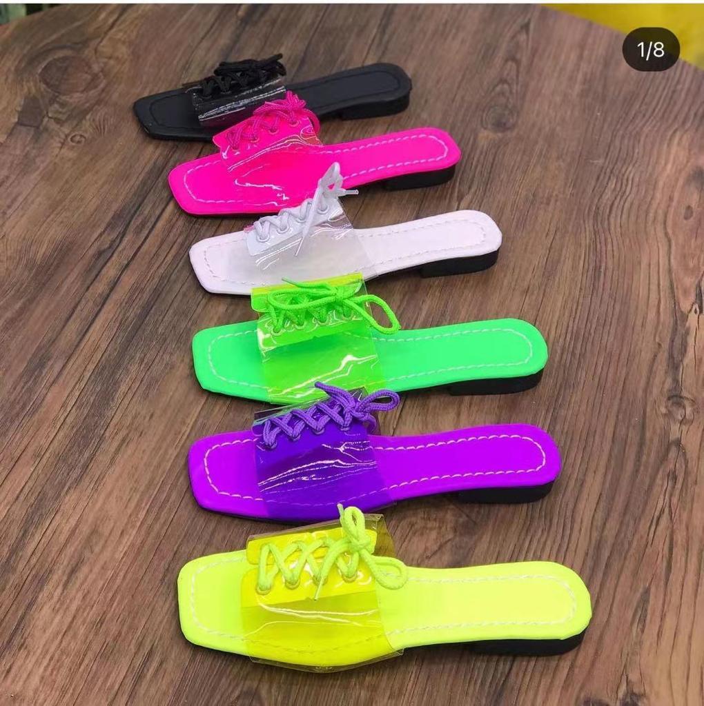 Solid Color Square Top Slippers