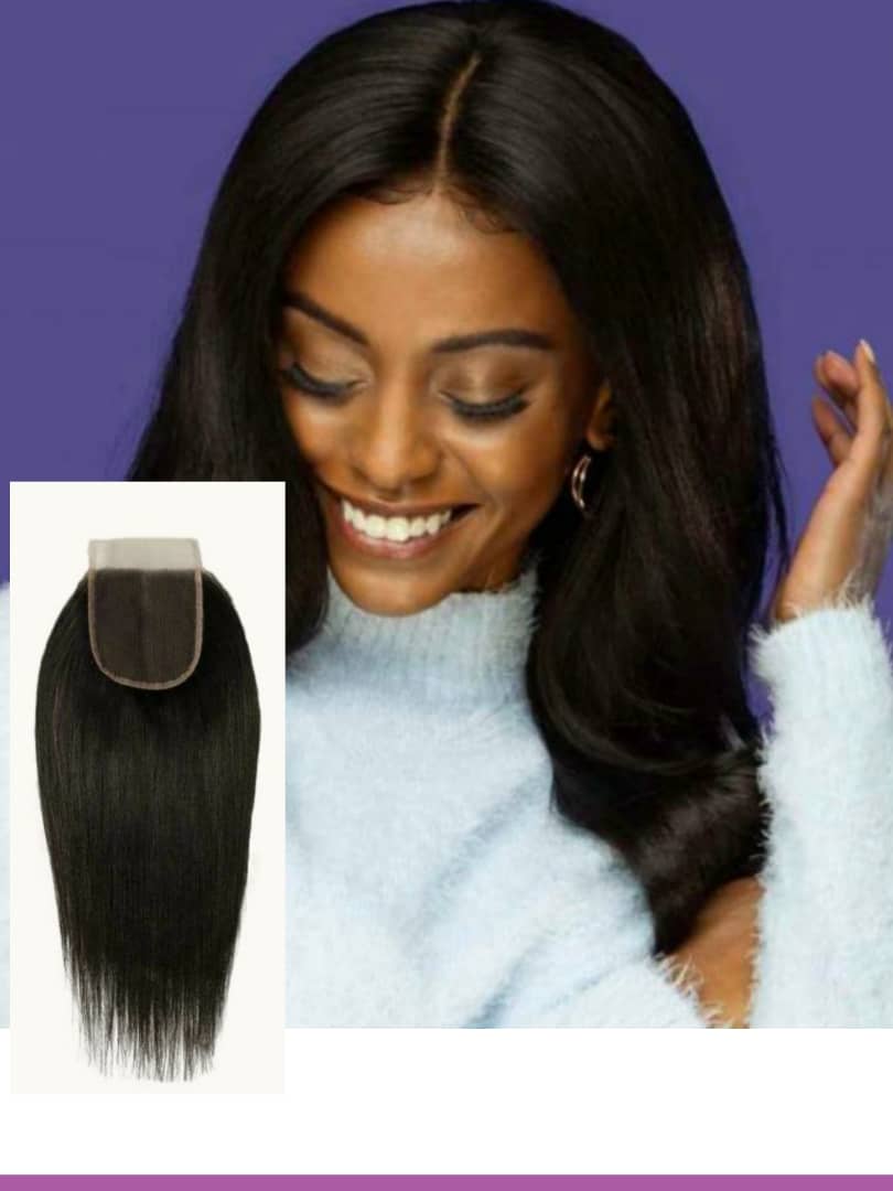 Bloomzon  Virgin Peruvian Yaki Straight 4×4 Lace Closure