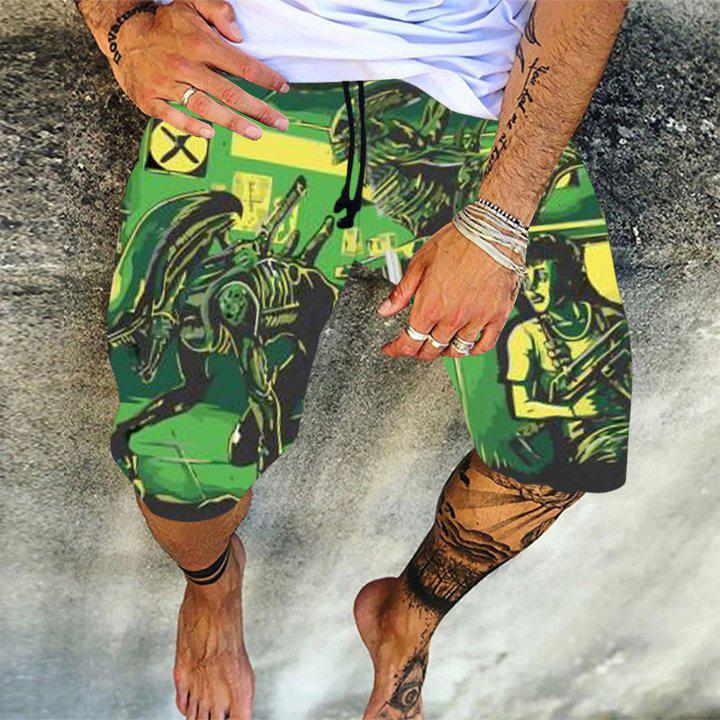 Print Skull Straight Lace-Up Men's Casual Pants