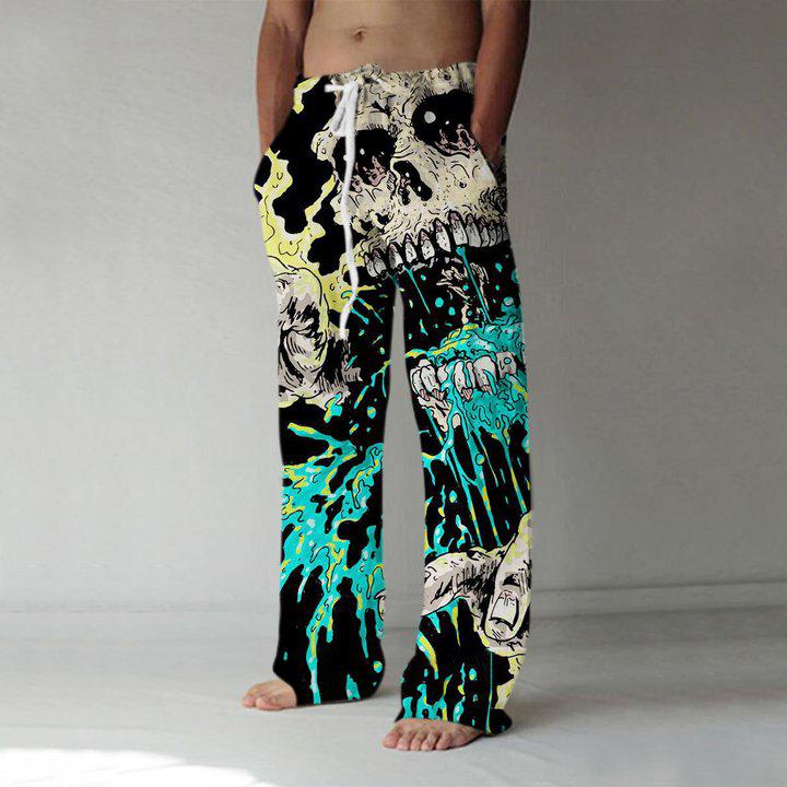 Men's Latest Lace-Up Print Casual Pant Trouser