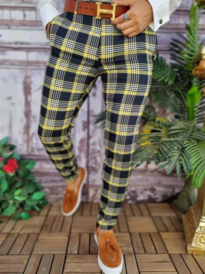 Men's Casual Printed Suit Pant Trouser