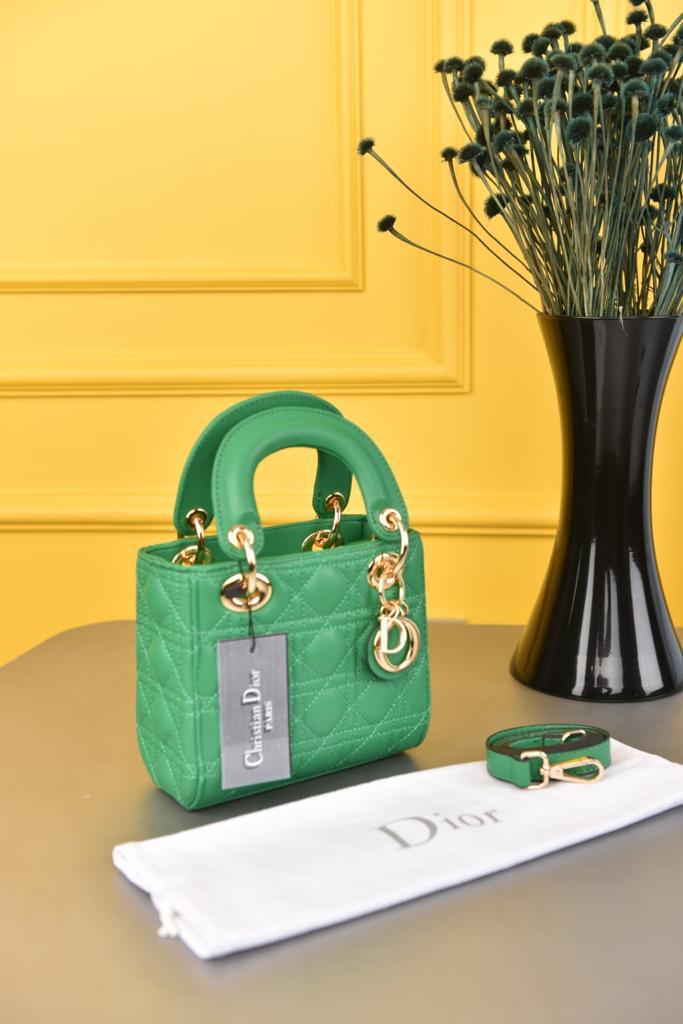 Original CHRISTIAN DIOR "Lady Dior" Green Mini Ladies Bag with  Strap "TC6002104"