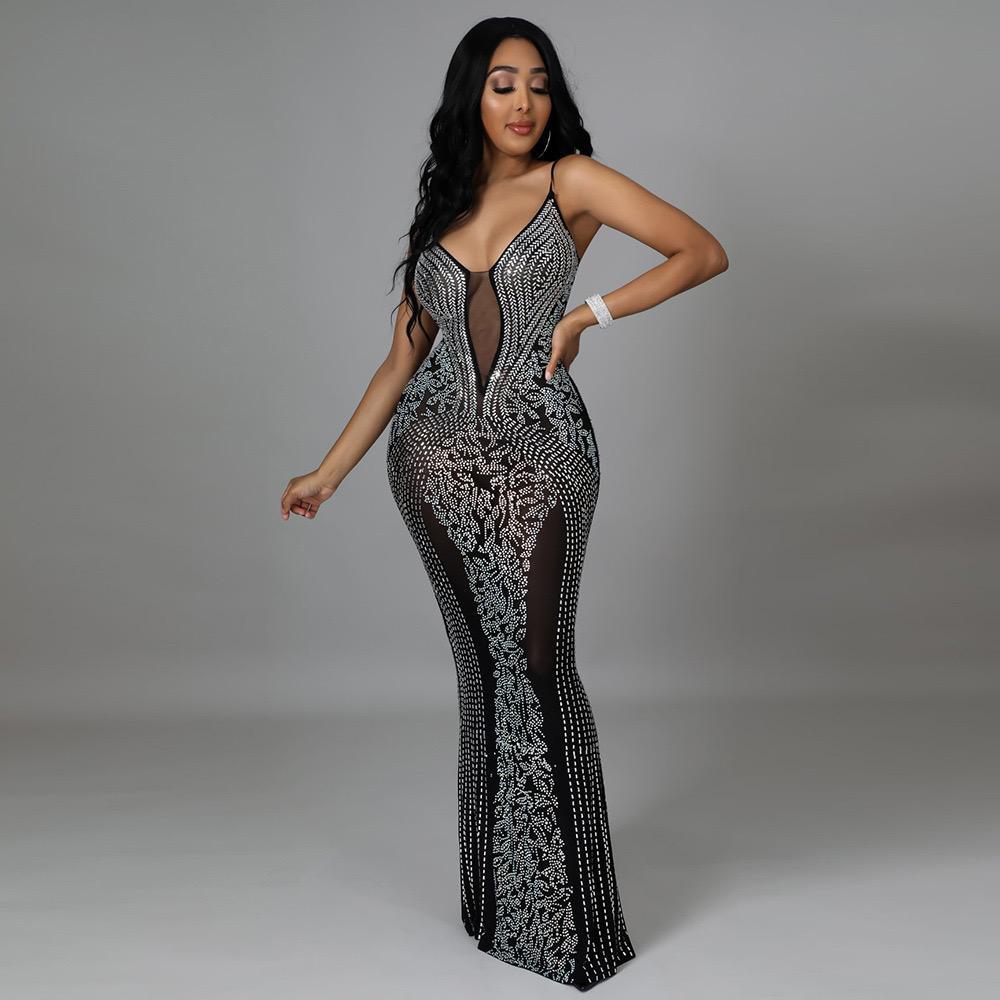 strapless open back dress Dark Green Tulle A-line Rhinestone Prom Dresses, MP880
