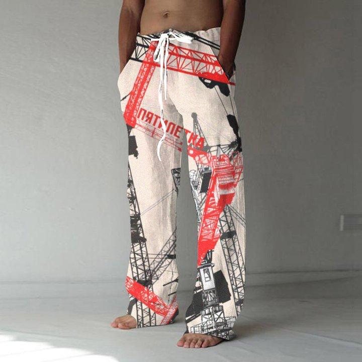 Men's Lace-Up Print Summer Casual Pant