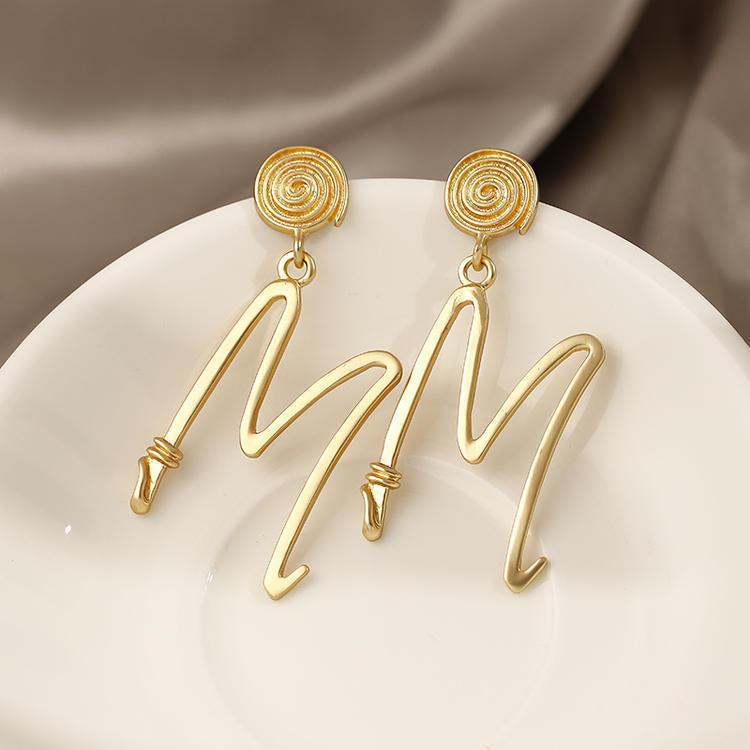 m letter earrings